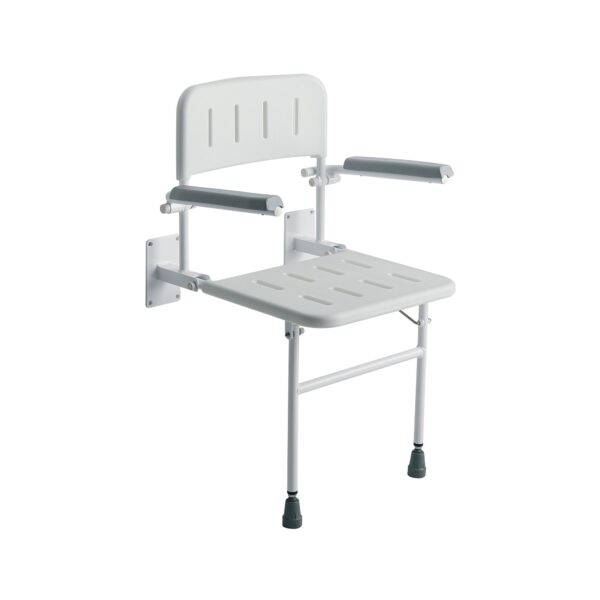 SHOWER CHAIR WALL MOUNTED WITH ARMS ADJ HEIGHT