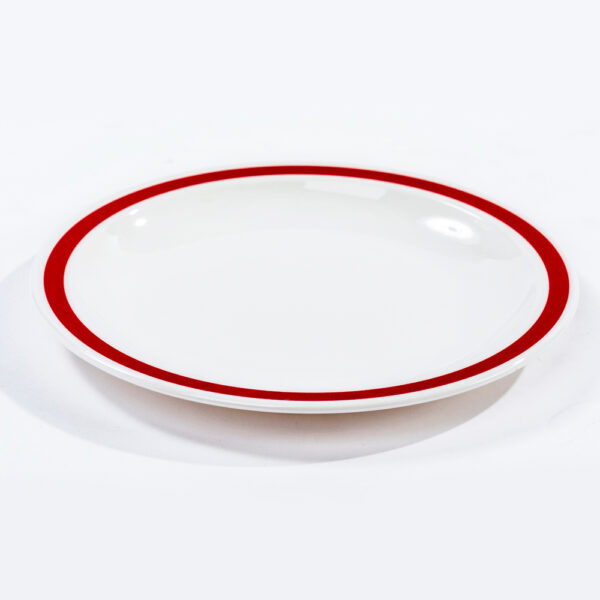 PLATE WITH RED RIM