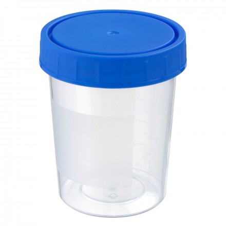 CONTAINER FOR URINE SPUTUM WITH BLUE CAP
